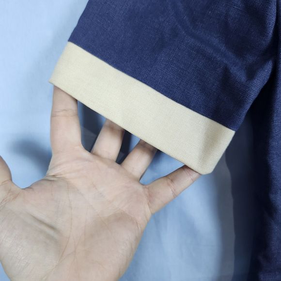 Vtg 80s? Sailor Stewardess Retro Linen Blend David Warren Dress Faux Wrap Sz 8 - Picture 9 of 14